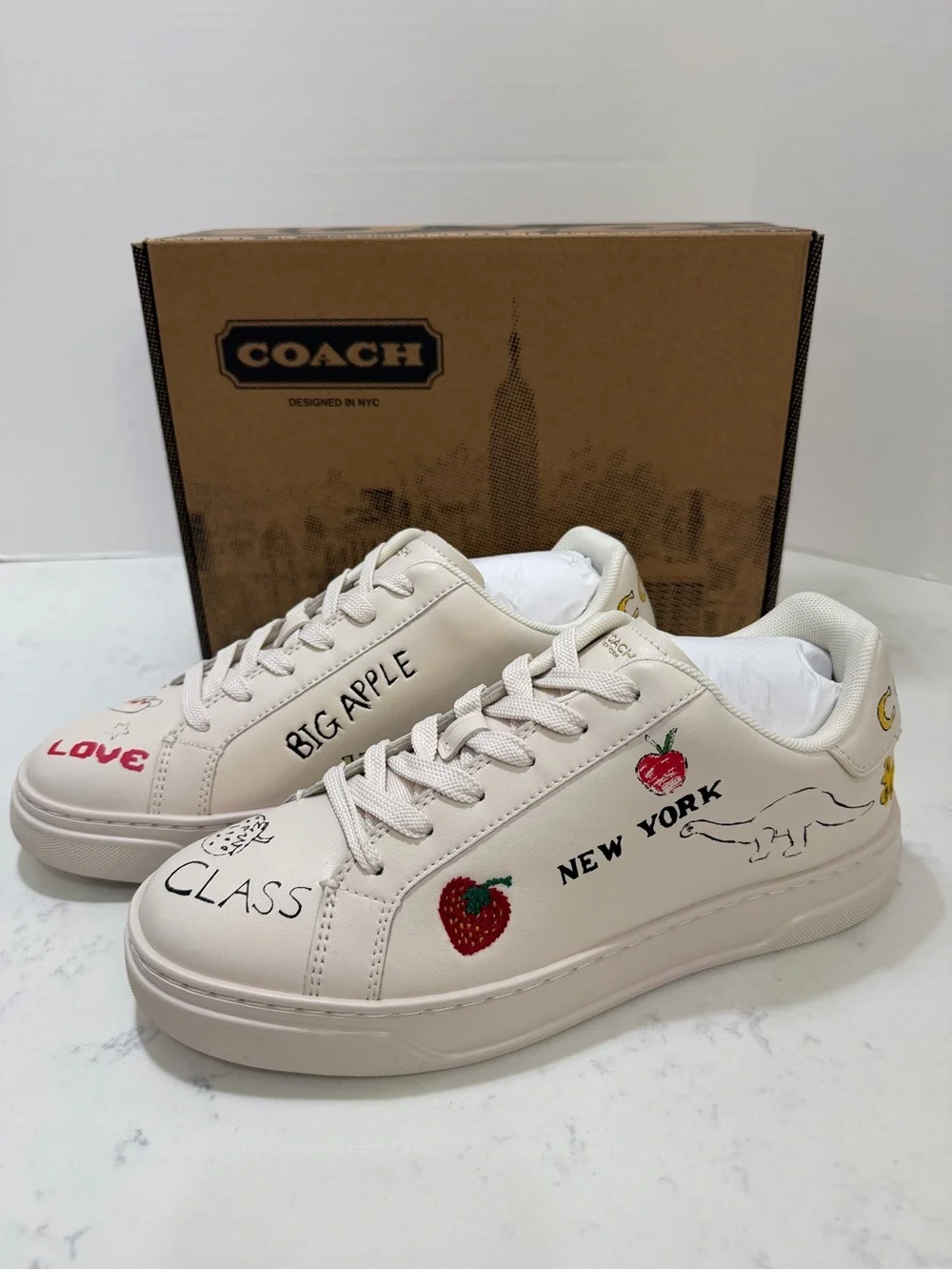 Coach cream graphic 'New York Big Apple' sneakers